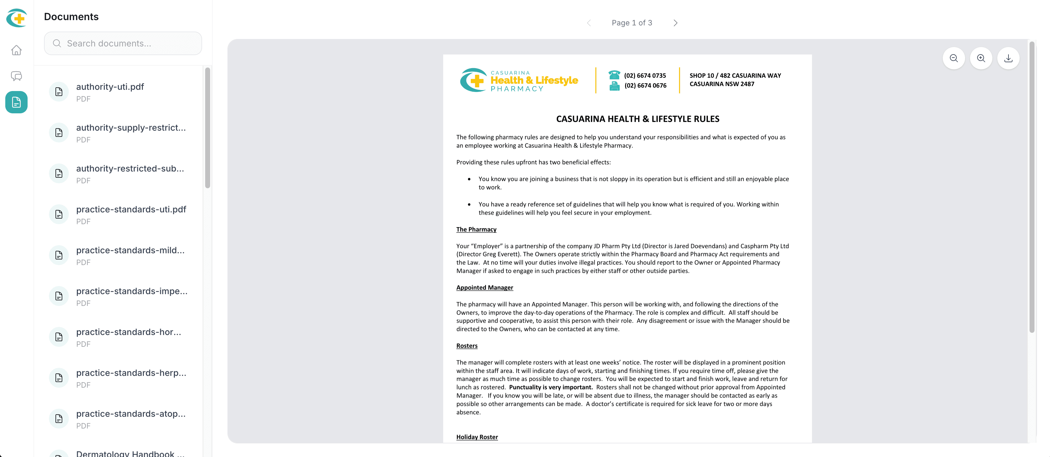 Document library and in-app PDF viewer